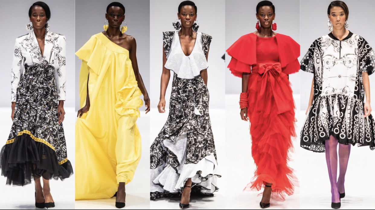 SAFW SS19: Mantsho は SS19 コレクションでポップなカラーを取り入れたモノクロを採用